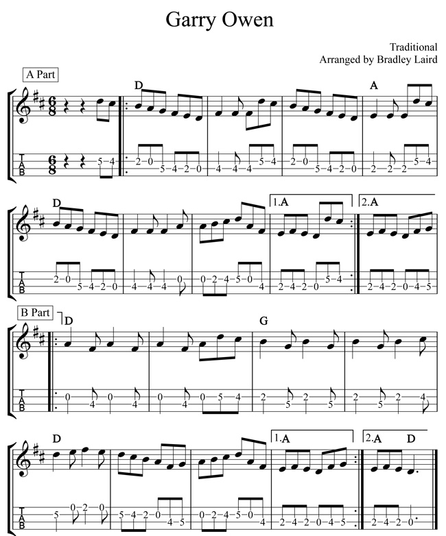 Play The Mandolin Free Mandolin Tablature Garry Owen